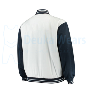 Veste de baseball pour hommes en gros, veste universitaire, veste en laine d'hiver, col montant, avec manches en cuir personnalisables - Product Image 2