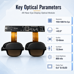 Modul Optik AR Bird-Bath Micro OLED 0,6 Inci 1920x1080, Modul Layar Tembus Pandang Dekat Mata untuk Kacamata Pintar AR - Product Image 2