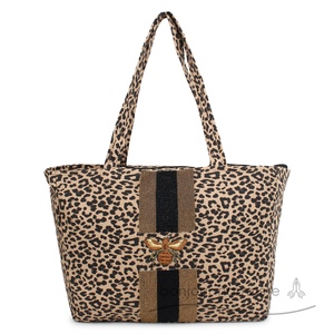 Borsa a tracolla con motivo ape di lusso con motivo in tela con stampa leopardata - Product Image 2