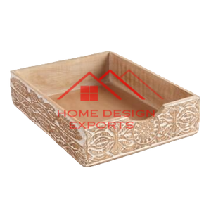 Plateau de service alimentaire de luxe 2025 le plus vendu Plateau de service en bois sculpté à la main - Product Image 1