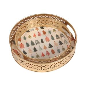 Golden Color Oval Shaped Metal Serving <b>Tray</b> With Handles of Top Quality Food <b>Dinner</b> Serving <b>Trays</b> - Product Image 2