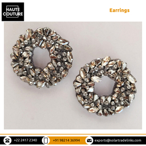 Boucles d'oreilles guirlande de fête personnalisables pour femmes 4 cm de diamètre Topaze Hue Gouttes Argent Cristal Disponible en différentes tailles - Product Image 3