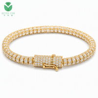 Bracelet tennis classique de luxe en or jaune 14K 18K avec diamants de laboratoire taille ronde 3 carats VS certifiés IGI, bijoux unisexe