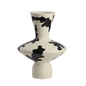 Vase blanc rond à double poignée latérale pour un décor élégant avec un long affichage d'événement parfait pour les mariages et le style de la maison - Product Image 2