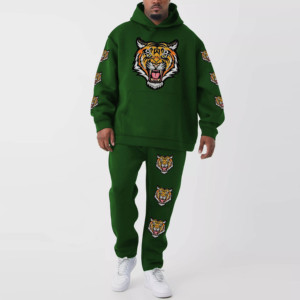 OEM Hombres Slim Fit Jogging Chándal Conjunto Bordado Jersey Sudadera con capucha Cordón frontal Color sólido Pantalones de chándal para niños completo - Product Image 4