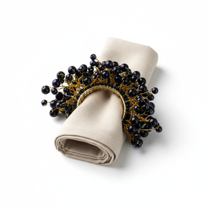 ที่ใส่ผ้าเช็ดปากพลาสติกแหวนผ้าเช็ดปากไข่มุกสีดำคลาสสิกพร้อมดีไซน์ใหม่สำหรับงานแต่งงานและงานปาร์ตี้ - Product Image 3