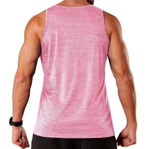 <b>Men's</b> <b>Pink</b> Wholesale O-Neck Knitted Quick Dry Sporty Tank Top Solid Color Sleeveless Vest Athletic Wear - Product Image 2