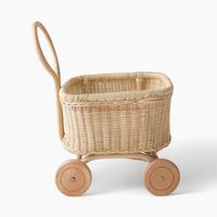 Poussette en rotin faite à la main au Vietnam pour poupées et meubles de chambre d'enfant, éco-responsable, pour les enfants de 6 mois à 3 ans
