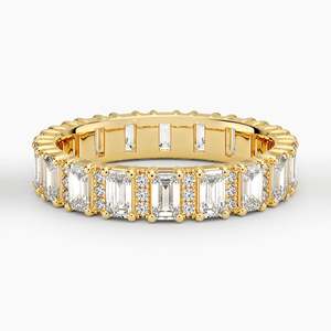 Anillo con diamantes cultivados en laboratorio con corte baguette y engaste de canal en oro, anillo de banda de diamantes con forma de baguette hecho a mano, joyería de cumpleaños para ella. - Product Image 1