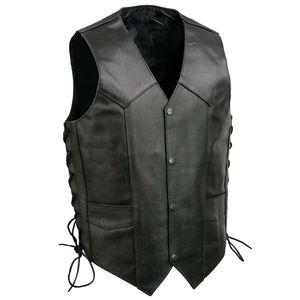 Gilet de moto en cuir véritable de vachette de qualité pour hommes, gilet de motard personnalisé avec des caractéristiques respirantes et coupe-vent - Product Image 1