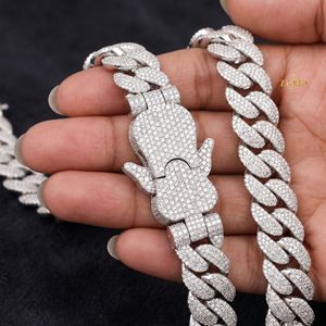 Bracelet chaîne cubaine en argent sterling 925 avec pavé de diamants, style hip-hop - Product Image 2