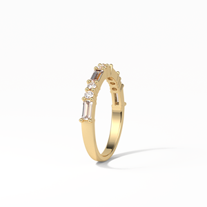 0,64 Ct Baguette Incoloro Moissanite 14K Oro blanco Full Eternity Wedding Band Juego de novia a juego para compromiso - Product Image 6