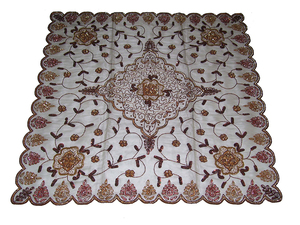 Handmade Embroidered Floral Pattern Organza <b>Tablecloth</b> Elegant <b>Square</b> Table Cover for Dining Room Home Decor - Product Image 2