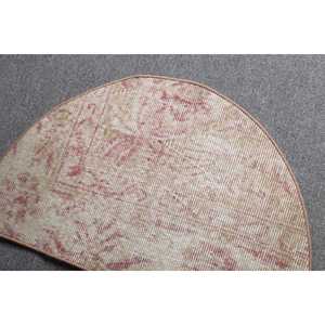 Alfombra Turca Vintage de 2.4x1.4 pies, Diseño Patchwork, Lana Beige con Base de Látex, Ecológica, Pelo Medio, para el Hogar - Product Image 5