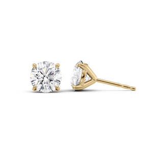 Ensemble de boucles d'oreilles clous en diamant de laboratoire rond 1 CTW serties en or rose, blanc et jaune pour unisexe - Product Image 1