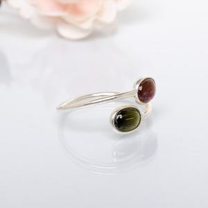Anillos de Turmalina Natural con Forma Ovalada, Plata de Ley 925, Cabujón, Anillos Hechos a Mano con Piedra Natural, Joyería de Moda para Mujer - Product Image 4