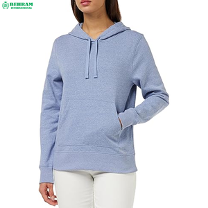 Sweat à capuche doublé en tricot personnalisé pour femmes Behram International, couleurs unies, tissu en coton polaire de haute qualité pour l'automne/l'hiver - Product Image 1
