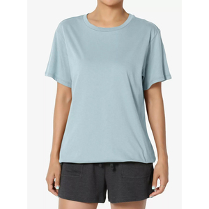 Haute qualité personnalisé hommes surdimensionné 100% coton T-Shirt uni couleur unie court col rond Long Jersey tissu lavé Techniques - Product Image 3