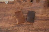 Dompet Kulit Asli Buatan Tangan Berkualitas Tinggi, Tipis, Tempat Kartu, Tepi Dipoles, Gaya Vintage, Organizer Kartu Kredit, Dapat Disesuaikan