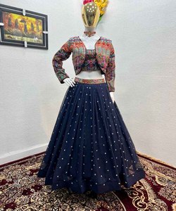 Precioso Lehenga Choli Dupatta Kothi de Seda Georgette con Bordado de Lentejuelas, Ropa de Boda, Diseño Moderno, Prenda Étnica al por Mayor - Product Image 6