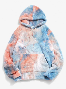 Venta al por mayor de encargo de alta calidad 100% algodón Tie Dye moda sudaderas con capucha hombres canguro bolsillo Tie Dye piel sintética mullidas sudaderas con capucha hombres - Product Image 6
