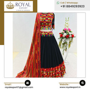Venta al por mayor de calidad superior Navratri especial puro algodón Gamthi trabajo Lehenga Choli con espejo trabajo a bajo precio - Product Image 6