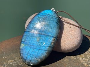 Large Blue Labradorite <b>Necklace</b> Statement Pendant <b>Boho</b> Style Ethical Handmade Jewelry Gift for Her - Product Image 3