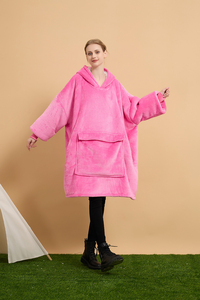 2025 Couverture à capuche Sherpa solide surdimensionnée Super douce et chaude avec manches et poches Couverture de confort portable - Product Image 2