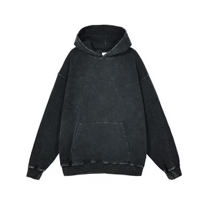 Vente en gros de sweat-shirts à capuche surdimensionnés pour hommes, lavés à l'acide, délavés à la pierre, épaules tombantes, coton lourd, molleton français, saison d'automne, veste à capuche - Product Image 1