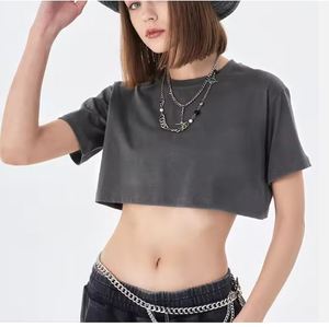 T-shirt à manches courtes pour femmes OEM Logo personnalisé Streetwear Haut tendance d'été - Product Image 2