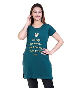 Women's Regular Fit Cotton Round Neck Half Sleeve T-Shirt, Nightwear, <b>Sleep</b>, Yoga, Daily Use Gym and Lounge Wear Long Top n <b>Tees</b> - Product Image 6