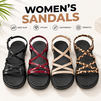 Sandales Léopard Femme à Multi-Bretelles, Bride Arrière, Boucle, Antidérapantes, Vente en Gros, PVC & PU, Direct Usine Chine