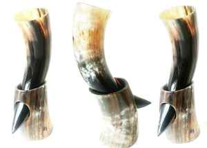Chope de buffle Viking sculptée sur mesure Agate naturelle fabriquée à la main Corne à boire Style animal Décoration de bière - Product Image 2