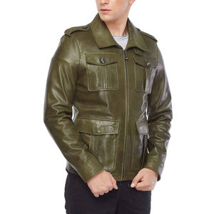 Vestes en cuir pour hommes directement en usine vente en gros de vêtements d'extérieur à la mode à manches longues en cuir souple avec couleur et logo personnalisés - Product Image 6