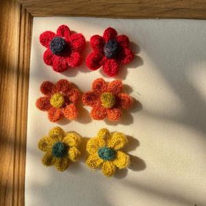2026 Vintage Woven Silver Ear <b>Studs</b> Earrings Contrasting Colors Floral Flower Design Ear Accessories Crochet Jewelry Ear Clips - Product Image 3
