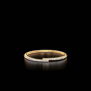 Juego de puntas de diamante cultivado en laboratorio de corte redondo de 1,00 CT, brazalete abierto hecho en oro sólido para unisex - Product Image 2