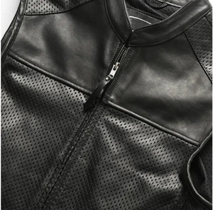 Chaleco de calidad superior a precio al por mayor, Chaleco de cuero de invierno para hombre, chaleco negro de malla con cuello levantado, transpirable, diseño ODM, chaleco de motorista - Product Image 5