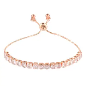 Indian Cubic Zirconia Bolo Bracelet Supplier CZ Crystal Tannis Round Trandy Wedding Bracelet Indian Jewellery Set For Women