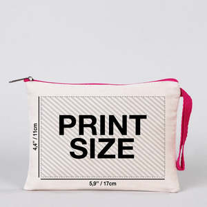 Custom <b>Fuchsia</b> Zipper Cotton Pouch 8x6 Personalized Casual <b>Clutch</b> <b>Bag</b> - Product Image 2