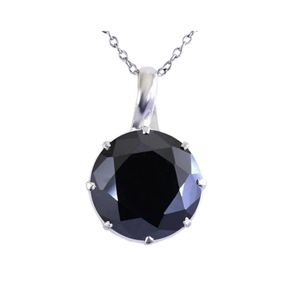 Pendentif en diamant noir serti de broches de solitaire de taille ronde pour des femmes - Product Image 3