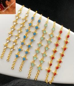 Lujo elegante real con aspecto de piedra Cadena de oreja chapada en oro antiguo aspecto Simple para ropa de boda para bodas fiestas para mujeres - Product Image 2