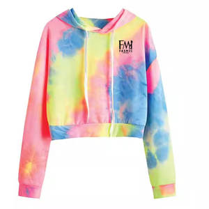 Sudadera con capucha de longitud corta con tinte de corbata para mujer de último estilo con sudaderas con capucha con estilo de Pekín personalizadas a un precio asequible - Product Image 1