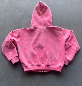 Nueva llegada logotipo personalizado francés Terry peso pesado bordado Sudadera con capucha lavado ácido sol se desvaneció Zip up Vintage Oversize Hoody para hombres - Product Image 5