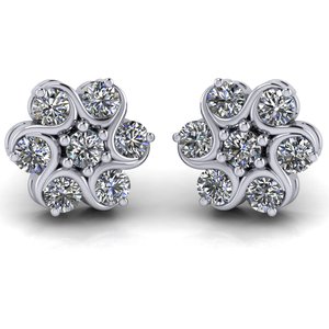 VVS Moissanite <b>Diamond</b> 7 Stud <b>Earring</b> in 925 Sterling Silver Rose Gold & White Gold Plated for Parties and Gifts - Product Image 1