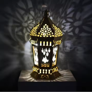 Nuevo diseño Ramadán ahuecado hierro Led luz viento lámpara linterna Eid Mubarak musulmán decoración del hogar - Product Image 2