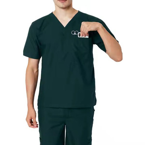 Logo personnalisé 100% coton tenues d'allaitement unisexe quatre voies extensible Joggers coton médical gommages ensembles d'uniformes avec sérigraphie - Product Image 2