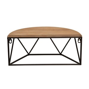Estante de pared de hierro Demilune con acento pequeño hecho a mano, tapa de madera natural, acabado negro para baño y sala de estar, precio bajo, hogar usado - Product Image 2