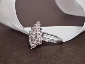 Anillo DE BODA solitario de moissanita de oro blanco certificado, banda de compromiso de acero elegante, joyería elegante de diamantes - Product Image 2