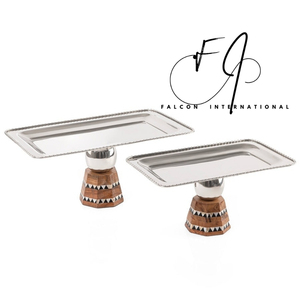 Plateau de service fait main au design classique en métal de qualité supérieure en acier inoxydable et bois pour le service des aliments - Product Image 6