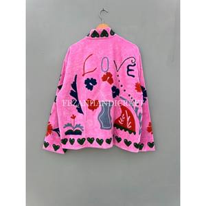 Chaqueta de terciopelo indio con bordado floral hecho a mano con forro de algodón estilo hippie ropa de fiesta para la temporada de primavera - Product Image 6